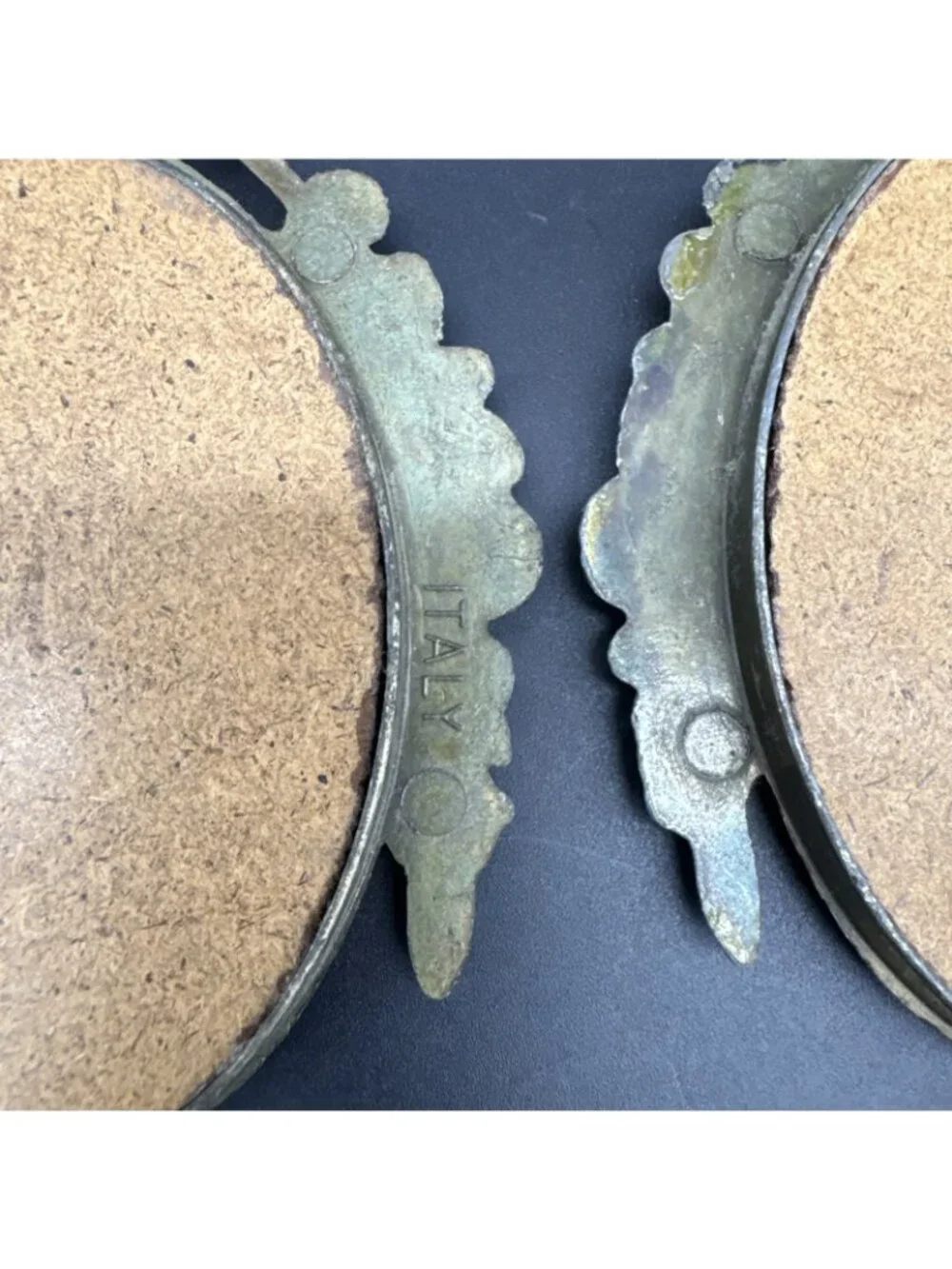 VTG 6” Ornate Gold Bronze Wall Hanging Mirror Set Floral Bow Rocco Gallery Italy